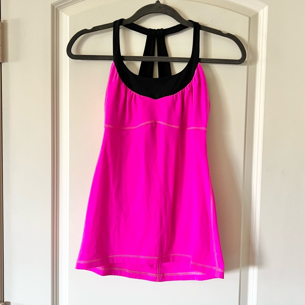 Lululemon Scoop Me Up Tank Top - Raspberry Glo Hot Pink & Black